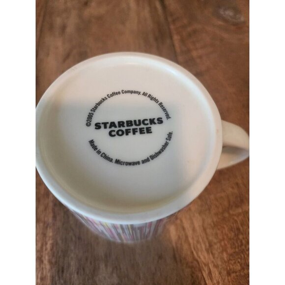 2005 Starbucks Striped Blue/Yellow/Green Coffee Cup Tea Mug - Picture 4 of 4